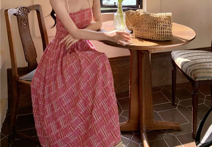 Strapless Plaid Maxi A-Line Dress