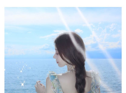 Sleeveless V-Neck Floral Ruffle Cutout Maxi Sundress