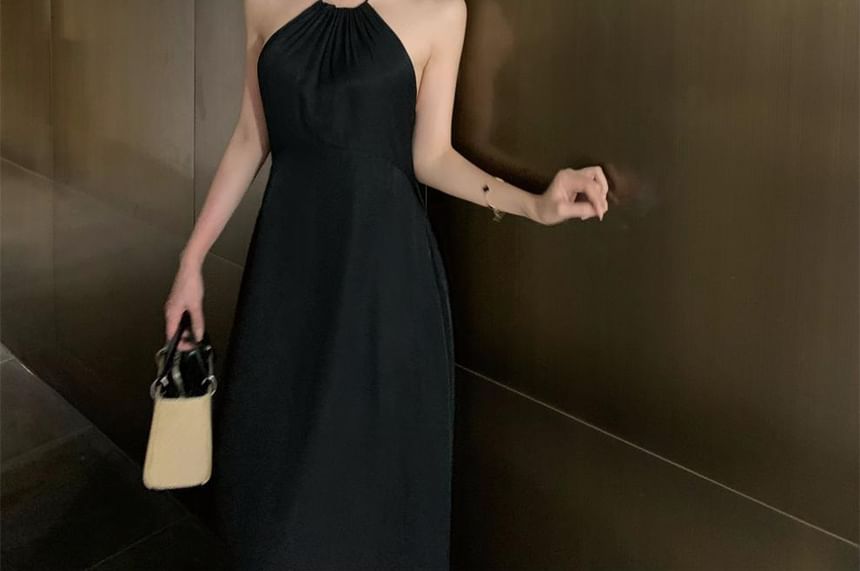 Halter Plain Strappy Maxi Sundress