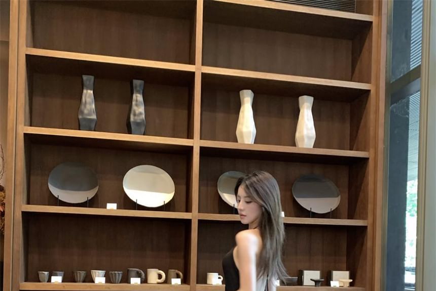 Halter Plain Strappy Maxi Sundress