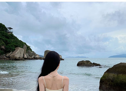 Spaghetti Strap V-Neck Plain Slit Ruched Panel Lace Maxi A-Line Dress