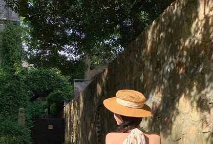 Halter V-Neck Dotted Mini A-Line Dress