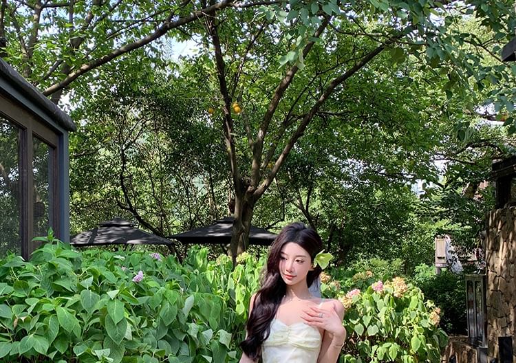 Spaghetti Strap Patterned Print Lace Up Maxi A-Line Dress