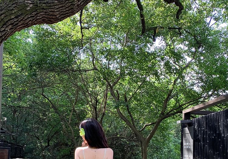 Spaghetti Strap Patterned Print Lace Up Maxi A-Line Dress