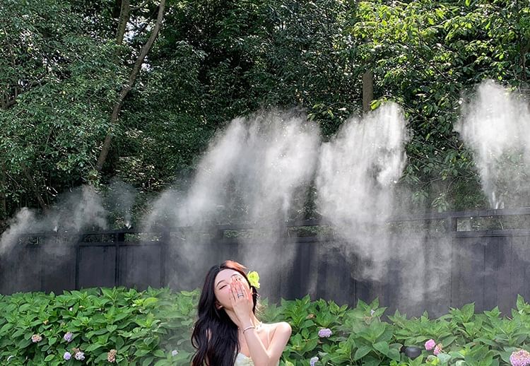 Spaghetti Strap Patterned Print Lace Up Maxi A-Line Dress