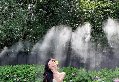 Spaghetti Strap Patterned Print Lace Up Maxi A-Line Dress