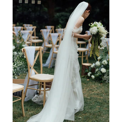 Beaded Off-Shoulder Mesh Wedding Gown Corset Sheath