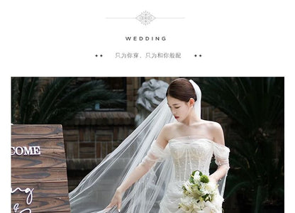 Beaded Off-Shoulder Mesh Wedding Gown Corset Sheath