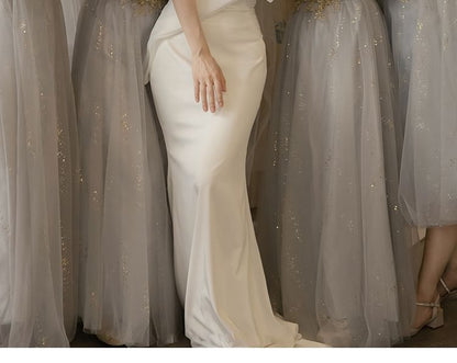 Strapless Plain Mermaid Wedding Gown