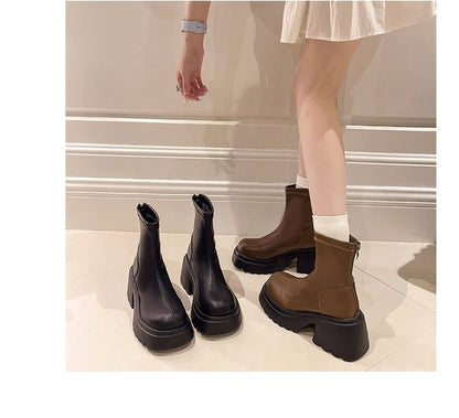 Platform Chunky Heel Short Boots