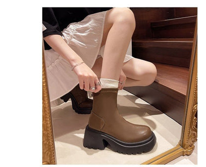 Platform Chunky Heel Short Boots