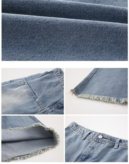 Elevated Waist Faded Denim Maxi Slim Skirt