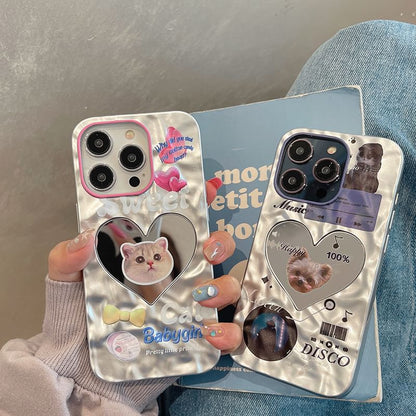 Cat Heart Mirrored Phone Case