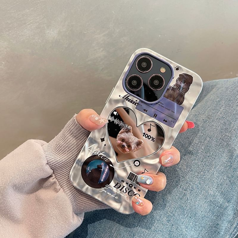 Cat Heart Mirrored Phone Case