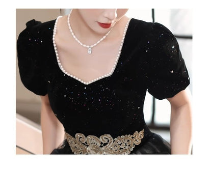 V-Neck Tiered Tulle A-Line Evening Gown (Various Designs)