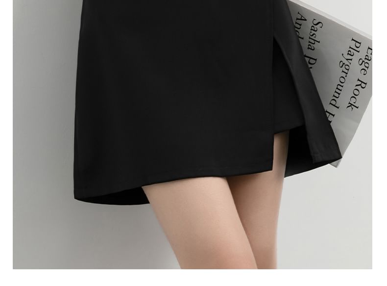 High-Waist Slit A-Line Skirt with Various Designs