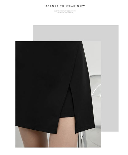 High-Waist Slit A-Line Skirt with Various Designs