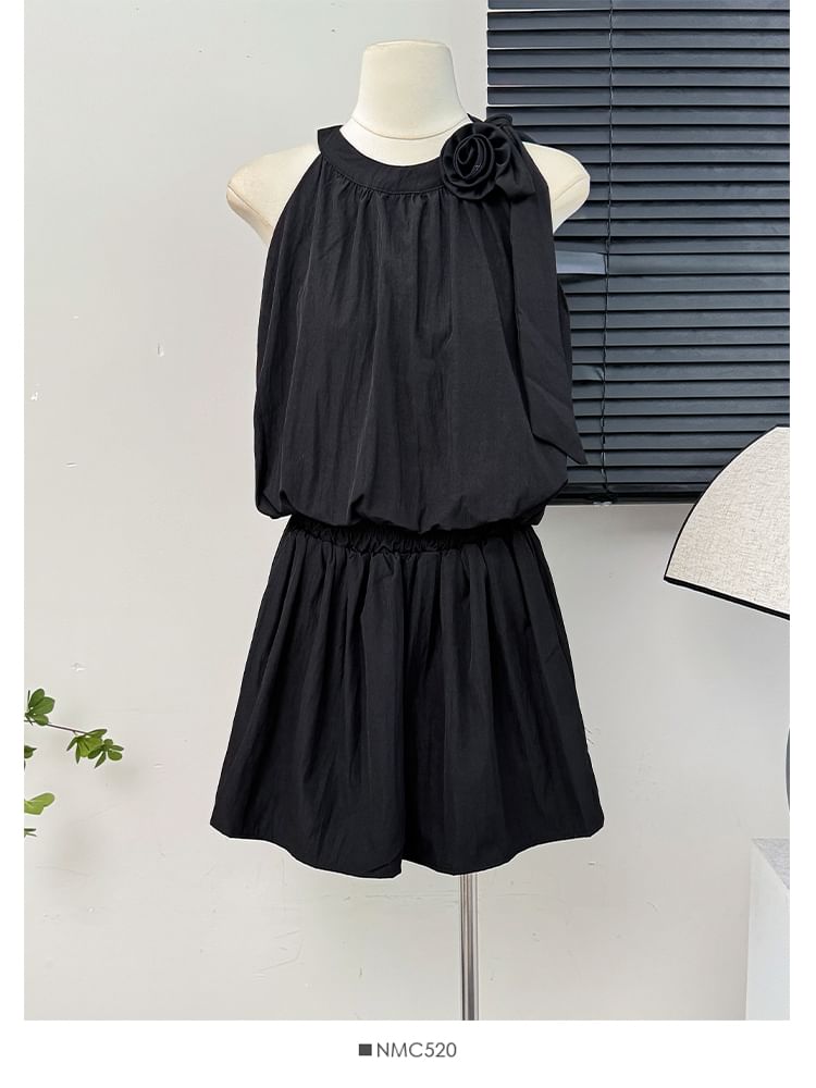 Rosette Halter Bubble Top & Mini Skirt Set