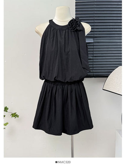 Rosette Halter Bubble Top & Mini Skirt Set