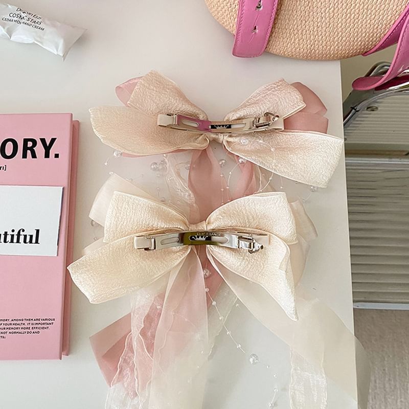 Ribbon Bow Accent Hair Claw