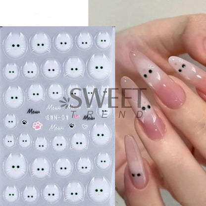 Cat Nail Art Stickers (Various Designs)