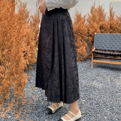 Plus Size Mid Rise Floral Print A-Line Midi Skirt