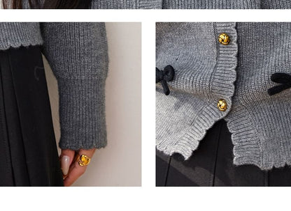 Cardigan uni avec nœud