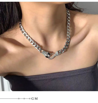 Snake Rhinestone Stainless Steel Choker
