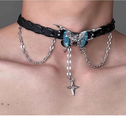 Butterfly Alloy Faux Leather Choker