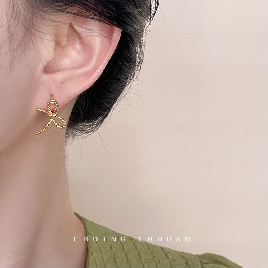 Bow Alloy Huggie Earring