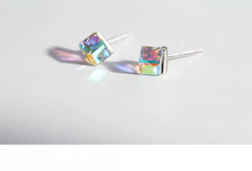 Sterling Silver Cube Stud Earring