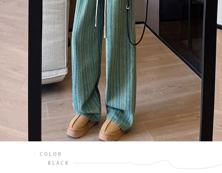 Drawstring Waist Striped Loose Fit Pants