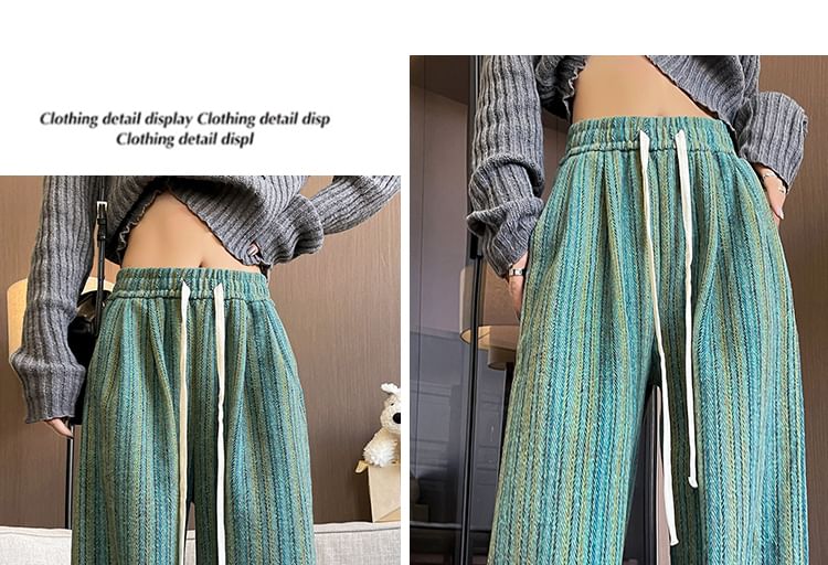 Drawstring Waist Striped Loose Fit Pants