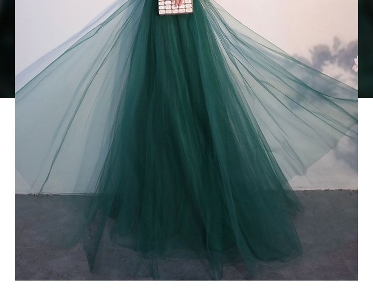 Evening Gown A-Line V-Neck Sequin Elbow-Sleeve