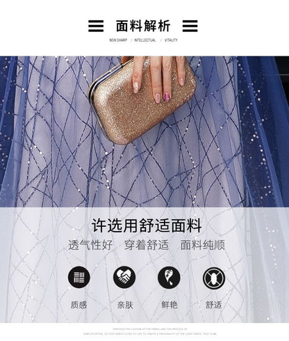 Sequin Gown Embroidered Flower Evening A-Line