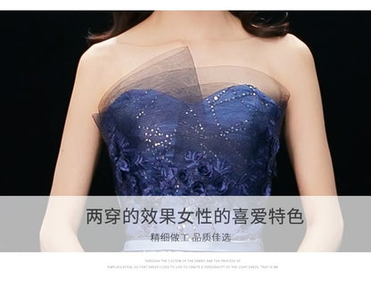 Sequin Gown Embroidered Flower Evening A-Line