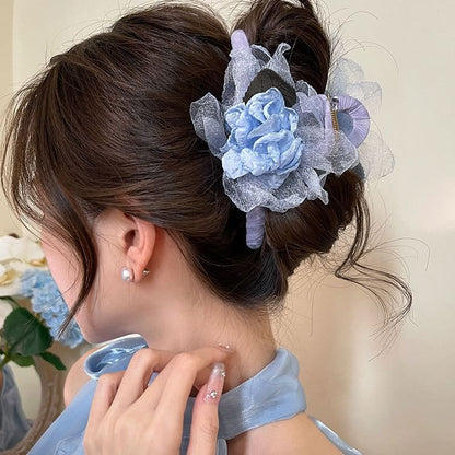 Floral Fabric Hair Claw Clip / Hair Tie