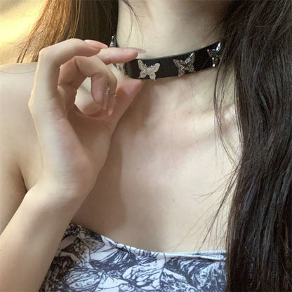 Butterfly Faux Leather Choker