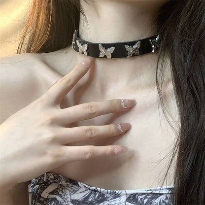Butterfly Faux Leather Choker