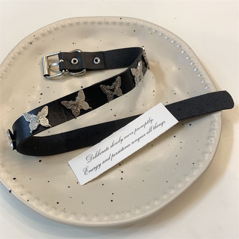 Butterfly Faux Leather Choker