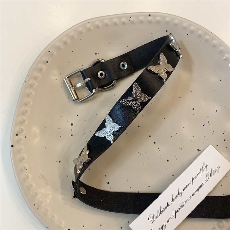 Butterfly Faux Leather Choker