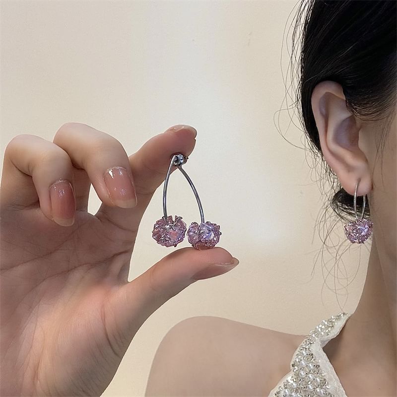Rhinestone Cherry Drop Earring