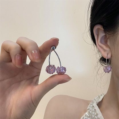 Rhinestone Cherry Drop Earring