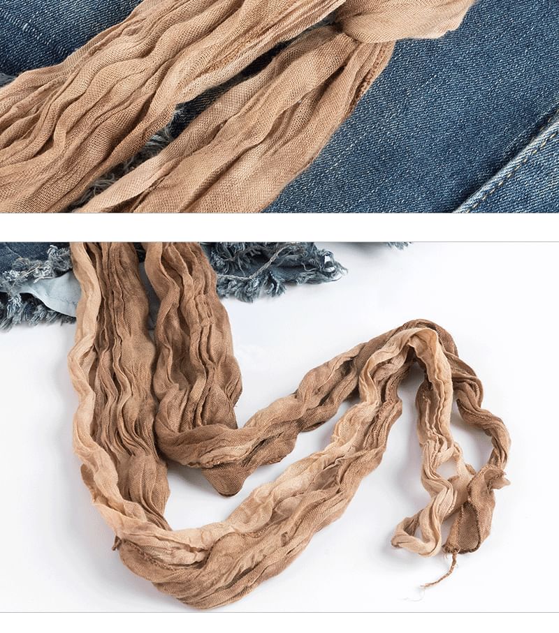 High Waist Washed Distressed Denim Shorts with Sash