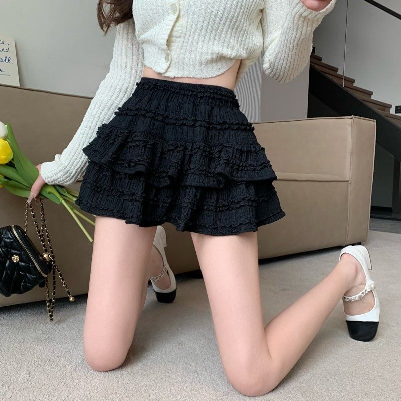 Ruffled Tiered Mini Skirt with Inset Shorts