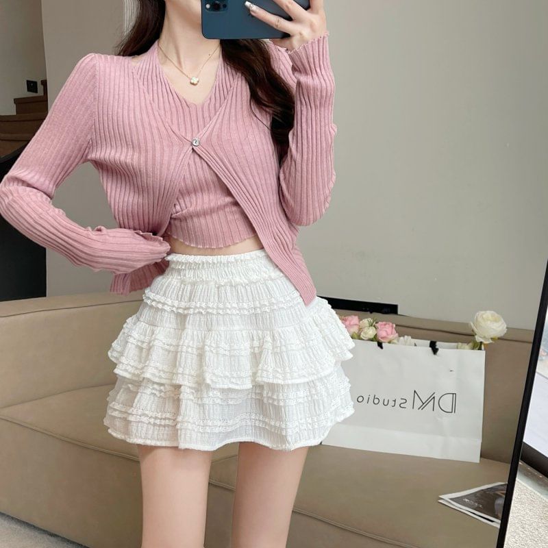 Ruffled Tiered Mini Skirt with Inset Shorts
