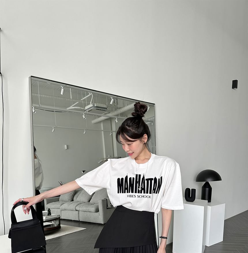 Two-Tone Pleated Maxi A-Line Skirt