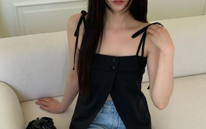 Spaghetti Strap Button Camisole Top