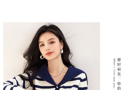 Sailor Collar Striped Cardigan