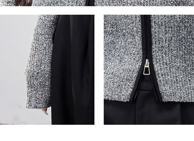 Collar Plain Zip Cardigan